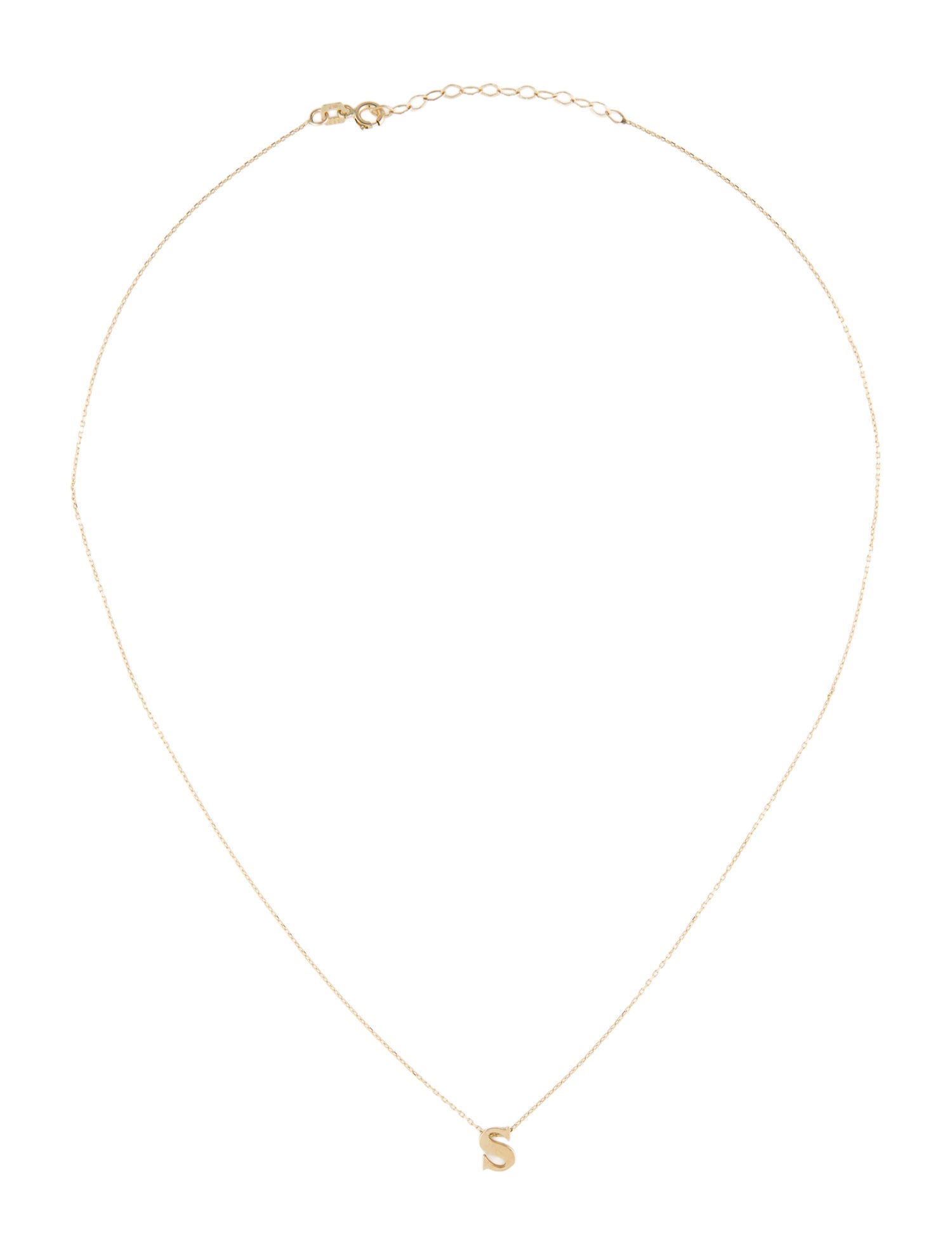 Necklace 14K 'S' Pendant Necklace